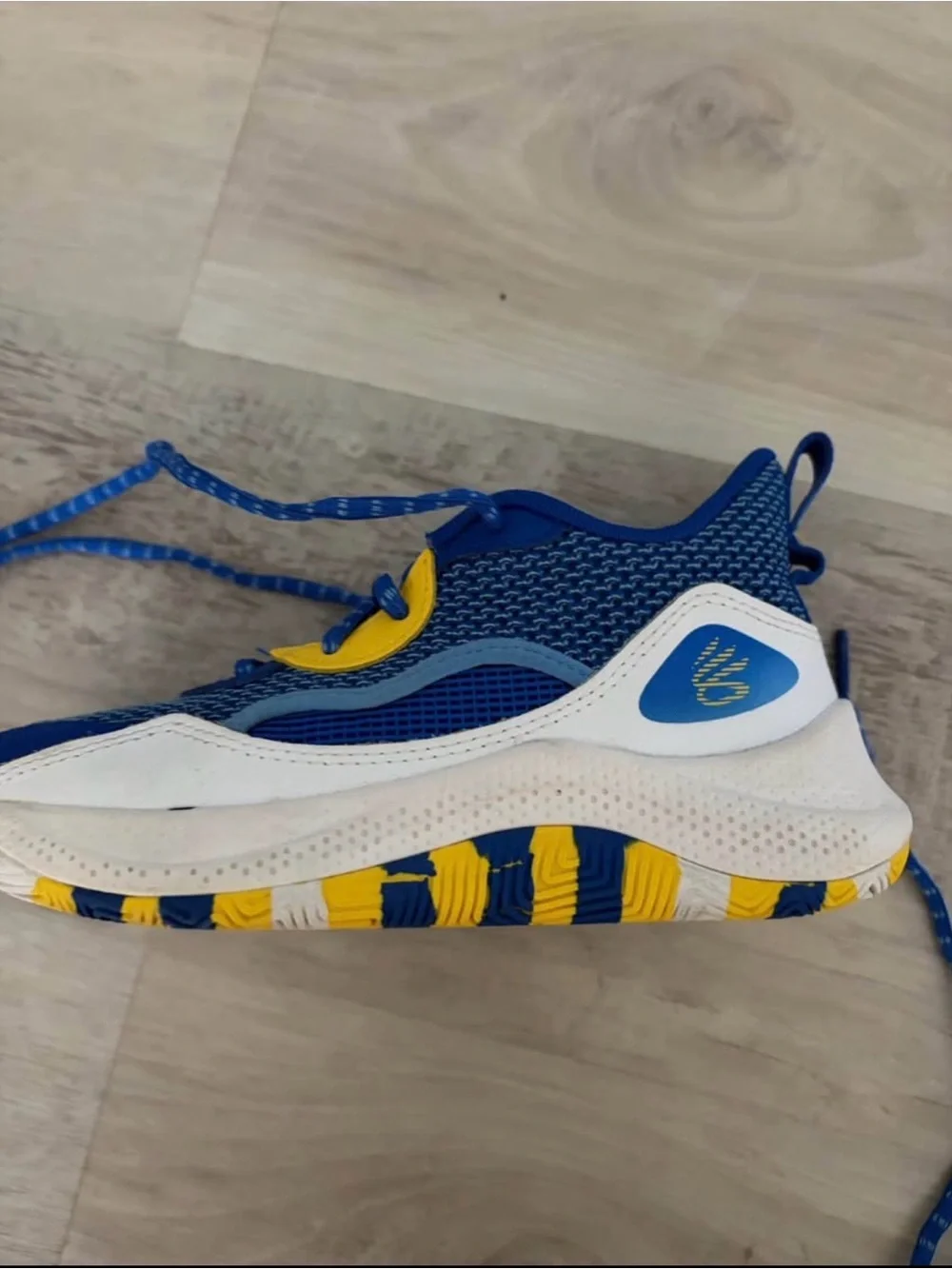 Under Armour Blue and Yellow Kids Running Sneakers